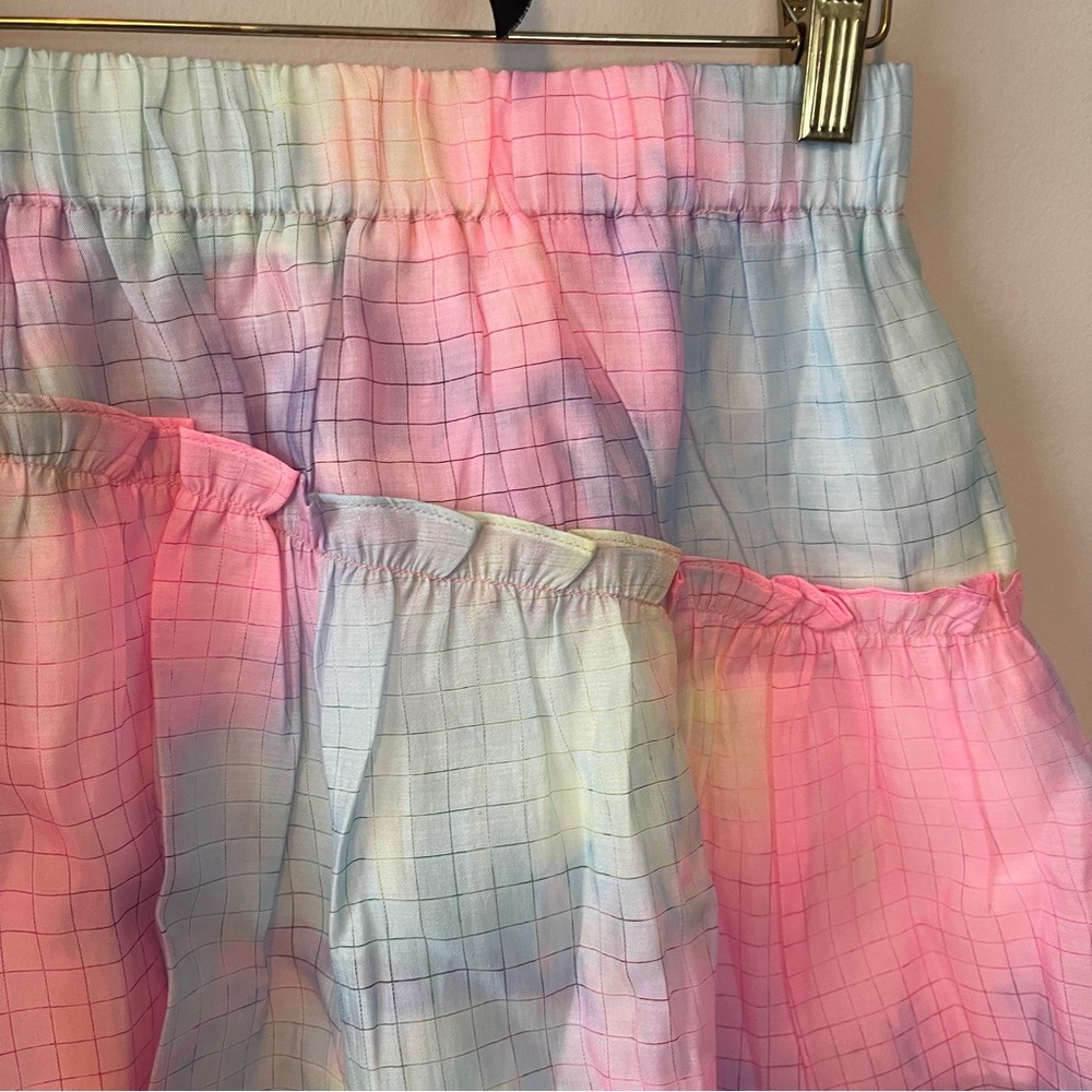 Rainbow Grid Chiffon Mini Skirt size XS The Shirt by Rochelle Behrens - Picture 5 of 7